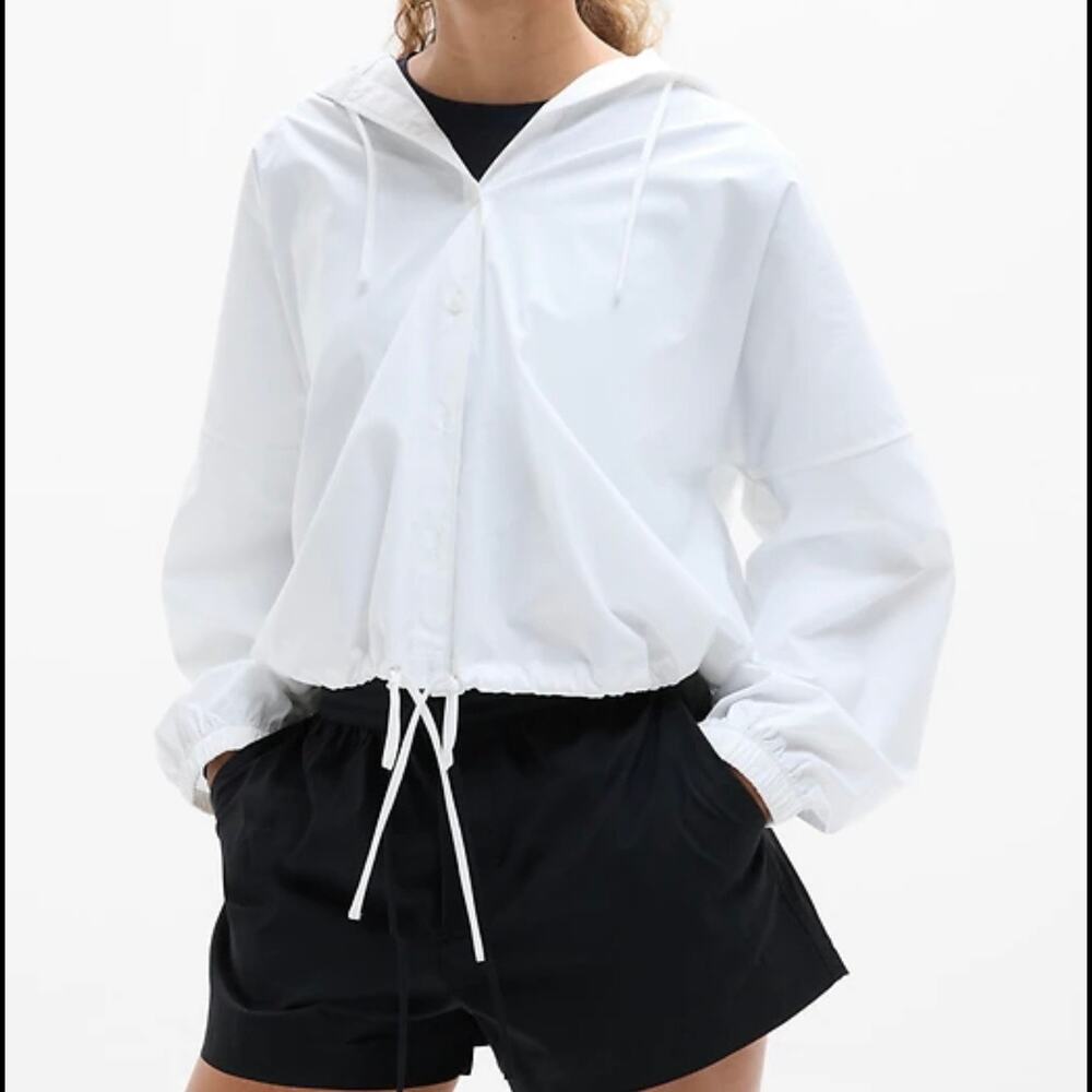 Athleta Drift Poplin Jacket White Lightweight Performance Athletic Jacket XL